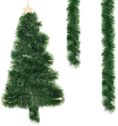 Weihnachtsgirlande Weihnachten Grün 6 Meter - Ø 13 cm - Künstliche Tannengirlande Christmas Girlande Weihnachtsbaumschmuck Deko Lametta für Kaminsims,Treppe,Kamin, Weihnachts,Indoor,Outdoor