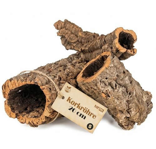 Happet Korkrohr - Natürliche Korkeiche Rinde - Kletterzubehör für Reptilien, Wirbellose und Kleine Säugetiere, Universell und Ästhetisch für Terrarien und Volieren (5-10cm x 20cm)