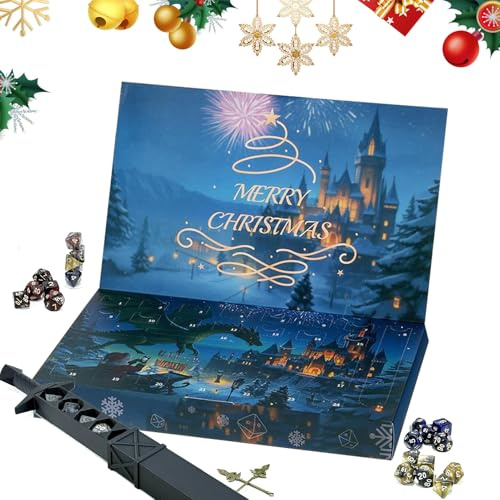 Würfel Adventskalender 2025, 24 Tagen Weihnachtsiventkalender Mit Würfelset, Saisonales Rollenspiel Tischspiel Für Gamer, Rollenspieler, Familie, Freunde, Teenager, Männer