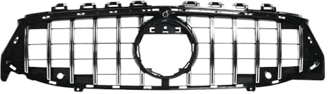 MLIOJU Auto Vordere Kühlergrill Chrom-silberner GTR-Style-Frontstoßstangengrill, Chrom-schwarzer GTR-Grill für CLA-Klasse W118 2020–23, CLA200, CLA250, CLA35 AMG