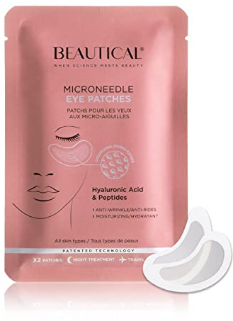 BEAUTICAL Patchs Yeux Micro-Aiguilles à l’Acide Hyaluronique, 1 Paire | anti-poches, anti-rides, anti-âge, patch anti-cernes, effet repulpant, effet lissant immédiat, peau rajeunie, peptides