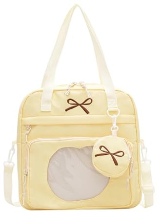 ERRORY Sac à main léger et transparent avec panneaux résistants à la déchirure, grande capacité pour fournitures scolaires et utilisation en extérieur, sac à bandoulière tendance, jaune