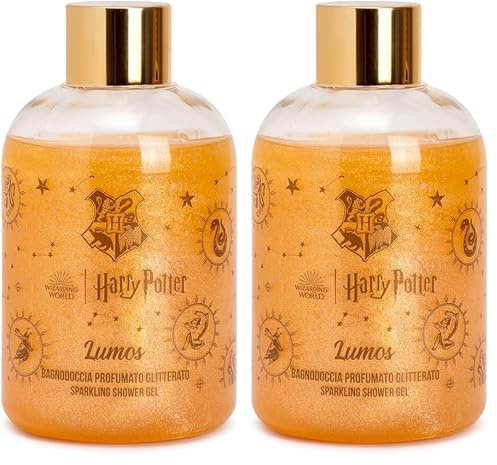 Harry Potter Lumos | Bagnodoccia Glitterato 300 ml, Fragranza Fruttata e Florale, Made in Italy (Confezione da 2)