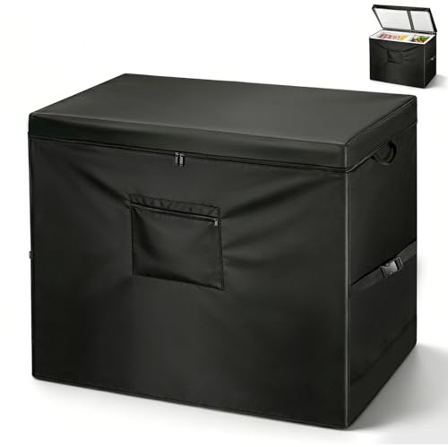 Rilime Chest Freezer Cover,420D Cover Top with Zipper for 205L 95X63X93cm | Double Metal Zipper,Double Fix Buckle,Handles,Dustproof,Waterproof,UV Protection,Easy to Clean,for Feet Chest Freezer