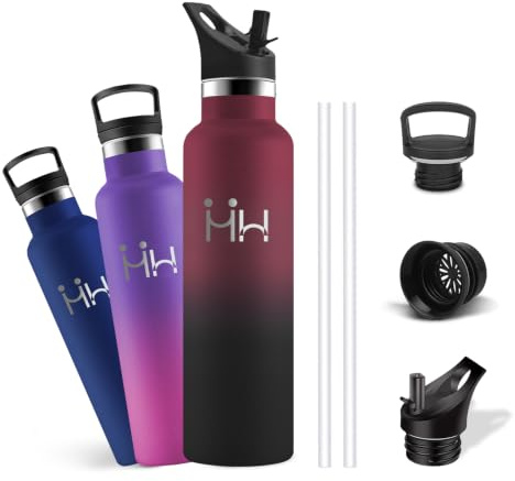 Botella Agua Acero Inoxidable, Botella Termica 1 litro, A Prueba de Fugas, Cantimplora sin BPA, Aislamiento al Vacío, Fácil de llevar, Cantimplora para Senderismo, Cámping, Gimnasio, Escalada