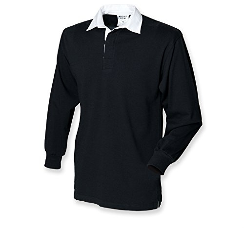 Front Row Langarm Rugby Shirt, Schwarz, Gr.XXXL