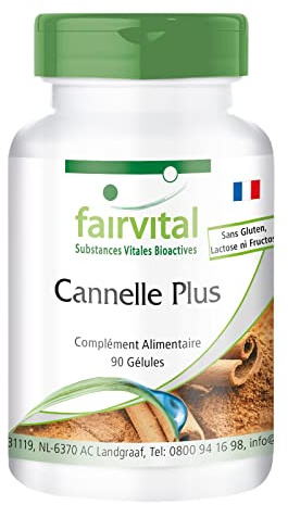 fairvital Zimt Plus Kapseln, HOCHDOSIERT, Zimt-Extrakt + Chrom + Zink, VEGAN, 90 Kapseln