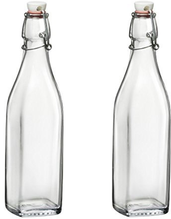BORMIOLI ROCCO ‘Swing’ Multipurpose Glass Bottles 500ml (Set of 2) – Glass Airtight Preserve Bottles with Swing-Top Lids – Water Bottles for Fridge/Oil Bottles for Kitchen – Premium Toughened Glass