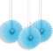 Powder Blue Solid Tissue Paper Fans (15cm) 3 Pieces - Vibrant Hanging Decorations for Parties & Events