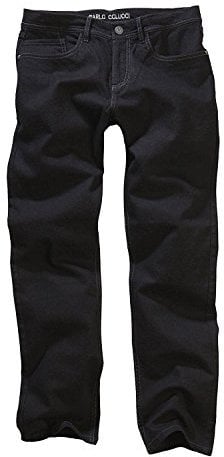 Carlo Colucci Herren Stretch 5-Pocket Trend Jeans Hose Mod. Enrico, Regular Gerade (36/32, 7293 Black Denim)
