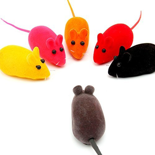 Gemini_mall® Pack of 5 Lovely Squeaky Simulation Mouse Sound Toy Dog Cat Kitten Chew Toys (Random Color)