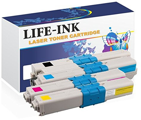 LIFE-INK Toner 4er Set kompatibel mit Oki 46508712, 46508711, 46508710, 46508709 für C332, C332DN, MC363, MC363DN, MC363N | C 332, C 332DN, MC 363, MC 363DN, MC 363N Drucker