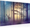 Runa Art Wandbilder Wald Hirsch Bild XXL Schlafzimmer Wohnzimmer Blau Nebel 120 x 80 cm 3 Teilig 013431a
