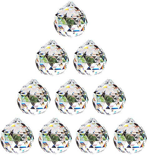 NUPTIO 30mm Klares Kristallkugel Prisma - 10 Stück Hängender Anhänger Suncatcher für Deckenleuchter, Feng Shui, Heim für die Hochzeit, Büro-Dekorationen