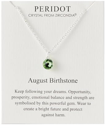 Philip Jones August (Peridot) Birthstone Necklace Created with Zircondia® Crystals