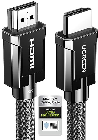 UGREEN HDMI 2.1 Kabel 8K@60Hz 4K@120Hz 48Gbps Dynamische HDR10 Dolby Vision eARC HDCP2.3 Gaming VRR HDMI 8K Kabel kompatibel mit TV, Monitor, PS5/PS4 Pro, Soundbar MacBook Pro2021 usw.(3m)