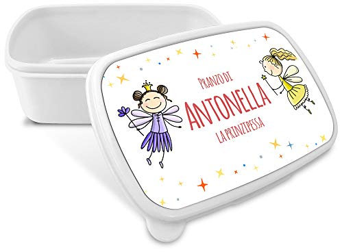 LolaPix Porta Merenda Personalizzatta con Nome/Corso. Ritorno a Scuola. Vari Disegni. Fairy