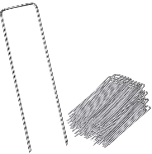 Garden Pegs Stakes for Netting Anti-corrosion U-Shaped Ground Pegs for Membrane Pegs Tent Pegs Metal for Artifical Grass. (30, Silver)