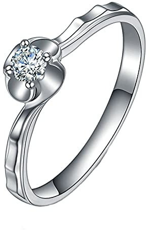 KnBoB Damen Platin 950 Ring Rund Weiß 0.12ct Diamant Eheringe mit Brilliant Gr. 52 (16.6)