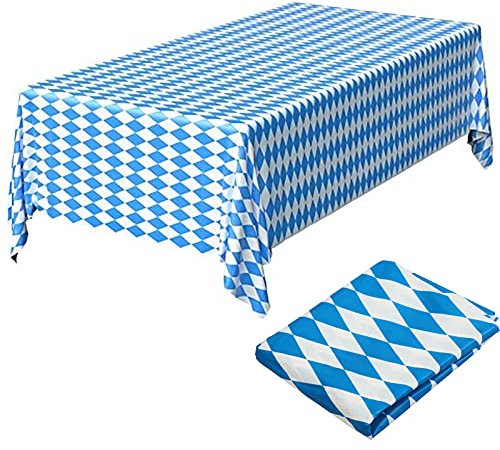 HAMOOM 2STK Oktoberfest Tischdecke Bierzeltgarnitur Tischdeko Wiesn Deko Bayerische Deko Bayrisch Tischtuch Blau Weiß Bayernraute Partytischdecke für Bierzelten Bier Festival Bayern München