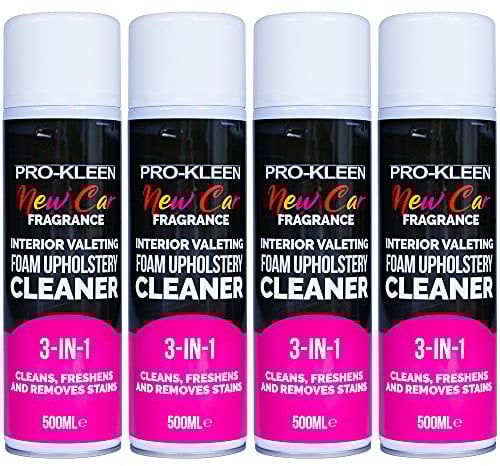 Pro-Kleen Interior Valeting Foam Upholstery Cleaner - 3-in-1 Formula to Deeply Clean, Remove Stains and Eliminate Odours - New Car Fragrance (4 x 500ml)