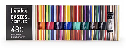 Liquitex 3699395 Basics Acrylfarben Set – 48 x 22ml Tuben, lichtechte Acrylfarben, mittlere Viskosität, brillante Farben, ideal für Leinwand, Mixed Media & Acrylmalerei
