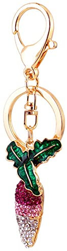 ARFUKA Schlüsselanhänger Edelstahl Iced Out Auto Schlüsselanhänger Bling Karotte Anhänger Taschenanhänger Metall Keychain Schlüsselbund Geburtstag Weihnachtsgeschenke für Männer und Frauen