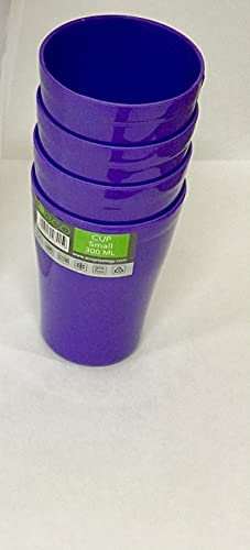 ECO 4 Pack Hard 300 Plastic Cups Reusable | Stackable Plastic Tumblers for Parties | Purple Toddler Cup for Everyday Use | Unbreakable Kids Cups for Picnics, BBQ and Travels (Small 300ml, Purple)