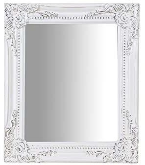 Biscottini INTERNATIONAL ART TRADING Specchio da parete 33x26x3 cm Made in Italy/Specchio shabby legno bianco/Specchio barocco/Specchio per bagno rettangolare