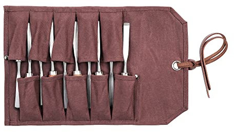 16oz gewachstes Segeltuch Werkzeugtasche, Werkzeugrolltasche mit 10 Einsteckensfächer, tragbare kleine Werkzeuge-Organizer | Braun