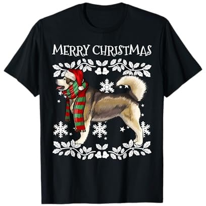 Décoration de Noël en forme de Père Noël malamute de l'Alaska T-Shirt
