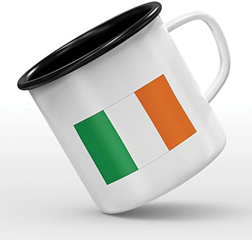 Taza esmaltada con diseño de bandera de Irlanda