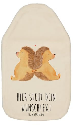 Mr. & Mrs. Panda Personalisierte Wärmflasche Igel händchenhaltend - Personalisierte Geschenke, Verlobung, Ehemann, Ehefrau, Wärmflasche mit Namen,