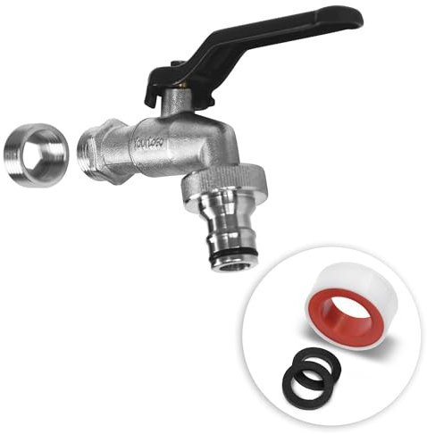 YourCasa Robinet de Jardin 1/2 et 3/4 en Laiton - Boisseau Sphérique Résistant au Gel Avec Raccord de Tuyau et Bande d'Étanchéité - Extérieur (Noir)