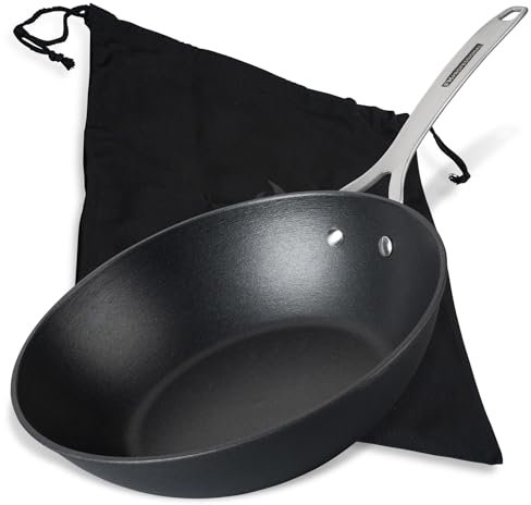 FMprofessional Force Wokpfanne aus Gusseisen 28 cm – Bratpfanne mit hochwertiger Antihaftbeschichtung – Geeignet für alle Herdarten (auch Induktion) – ca. 29 x 49,3 x 11 cm