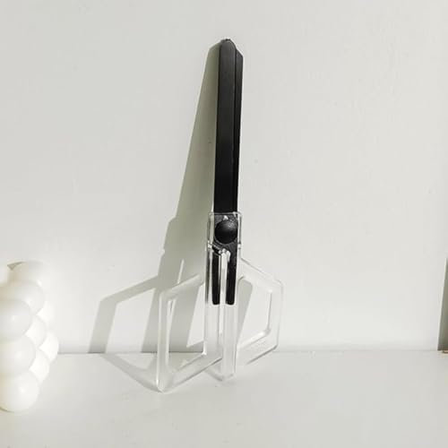 Multipurpose Office Scissors Clear Acrylic Handle with Non-adhesive Plating Matte Black Tape Paper Knife Edge Cutting Scissors Stationery Desk Accessories for Office, School (M)