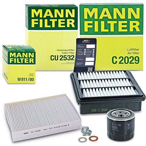 MANN-FILTER Inspektionspaket Filterset 1x Ölfilter, 1x Luftfilter, 1x Innenraumfilter, 1x Ölablassschraube mit Dichtring, 1x Ölwechselanhänger Kompatibel mit HYUNDAI i30 (FD), KIA CEE'D (ED)