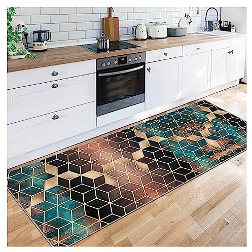 Siunwdiy Modern rutschfest Waschbar Dauerhaft Küchenläufer Flurläufer, Teppich Läufer Flur Küche, Lang Polyester bunt Teppichläufer für Korridor, Schlafzimmer, Innen Wohnzimmer,40X140CM
