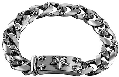 VOYADE S925 Sterling Silber Pentagramm Armband Für Männer, Stilvolle Vintage Sterling Silber Armband,Silber,18cm