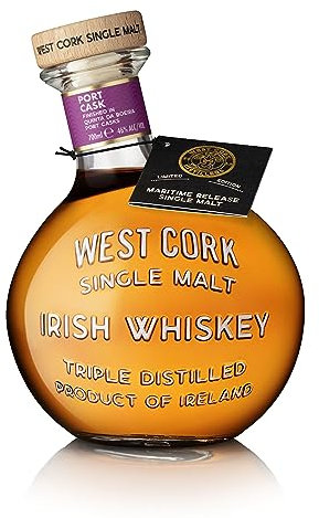 WEST CORK - Port Cask Finished Maritime Bottle - Single Malt - 46% Alcool - Origine: Irlande - Bouteille de 70 cl