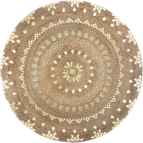 Avilia Teppich für Wohnzimmer, rund, aus Jute Dorè 115 cm