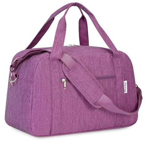 Narwey Bagaglio a Mano 40x20x25 Ryanair, Sottosella Pieghevole Borsone da Viaggio, Valigia Bagaglioa Mano per Uomo Donna, Borsa da Viaggio Donna Zaino Ryanair Cabina Borsa Aereo (Prupla Scuro)