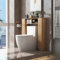 GOPLUS Meuble WC Étagère au-Dessus des Toilettes, Organisateur de Rangement Autoportant de Salle de Bain avec Doubles Portes & 4 Étagères Réglables (Naturel)