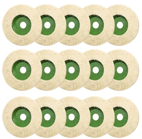 Yauhar 15Pcs 4 Inches Wool Felt Disc Wheel Pad for 5/8 Arbor Angle Grinder, Buffing Polishing Wheel for Metal Aluminum,Stainless Steel, Chrome, Jewelry, Wood, Plastic, Ceramic, Glass