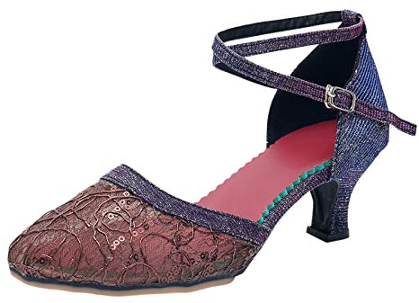 Yowablo Latin Tanzschuhe für Damen Geschlossen Tango Performances Ballsaal Tanzschuhe (Bronze-1, 39)