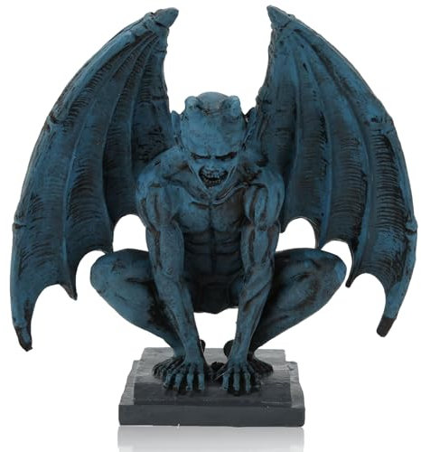 Cyrank Gargoyle Statue, Winged Gargoyle Sculpture Figurine Garden Decor Statue for Home Garden Patio Yard Lawn Decorations Blue