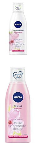 NIVEA - Routine Soin Visage Douceur - Lait Nettoyant & Lotion Tonique - Nettoie, Démaquille, Apaise - Peau Souple, Douce Et Fraîche - Huile D'Amande Douce - Peaux Sèches Et Sensibles - 2 x 200 ml