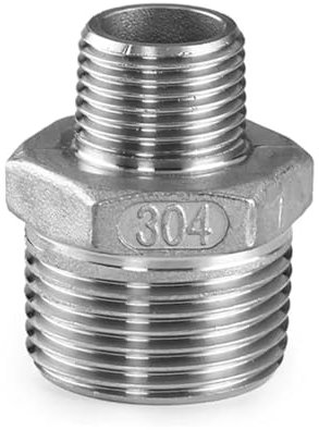 MEXEWORD 1 pcs DN8 DN10 DN15 DN20 DN25 DN32 DN40 Filetage mâle Mamelon Hexagonal Union 304 raccord de Tuyau en Acier Inoxydable connecteur coupleur Eau Huile air(DN20 to DN8)