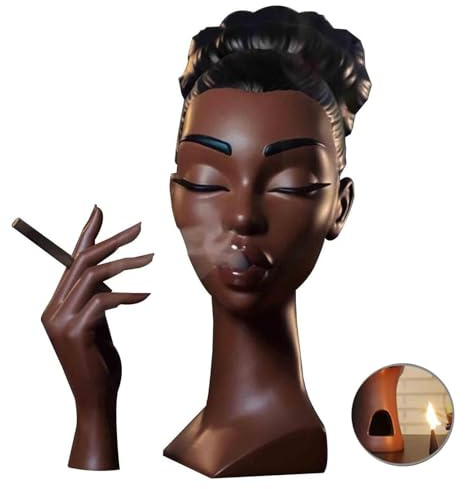 Qxiao Headscents Brûle-parfum Élégant pour Tête en Résine Noire pour Femmes Solange - Brûleur d'encens pour la Tête en Résine Noire pour Femmes - Porte-encens Noir pour la Chambre, le Salon, la