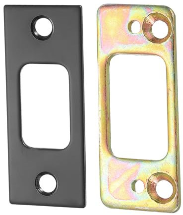 sourcing map 1 Set Door Strike Plate, 70mm x 28.4mm Stainless Steel Latch Deadbolt Replacement Lock Strike Plate for Door Frame Door Jamb Reinforcement, Black
